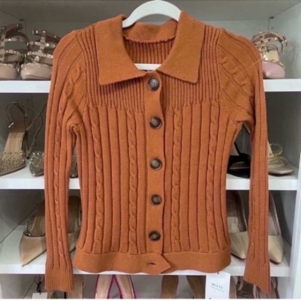 NWT Essnce Viscose Cable Knit Cardigan size Small